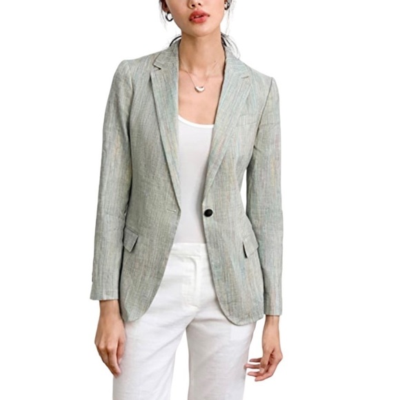 THEORY Linen Blazer Grey 2 - Picture 12 of 12